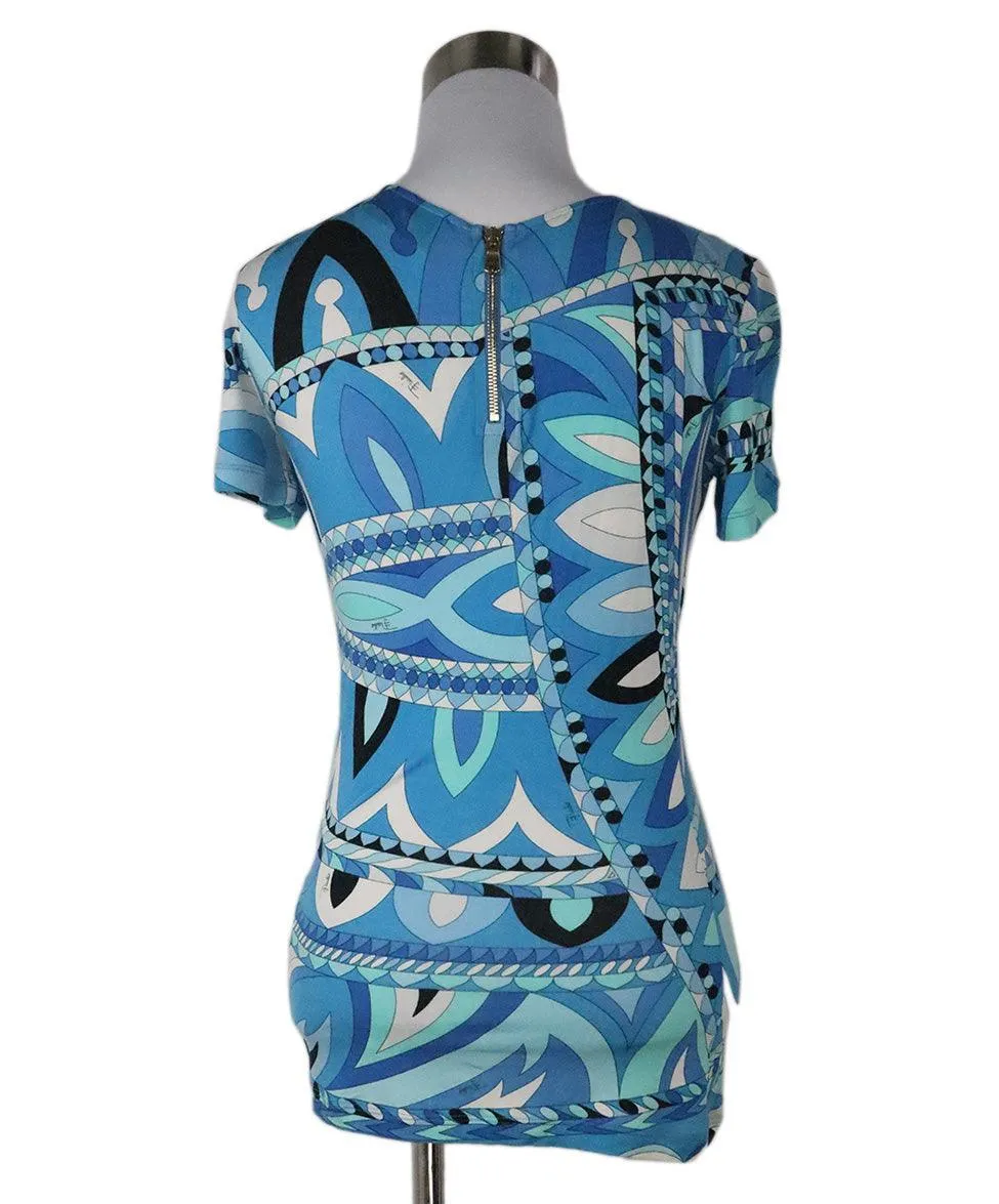 Emilio Pucci Blue & White Print Top sz 4