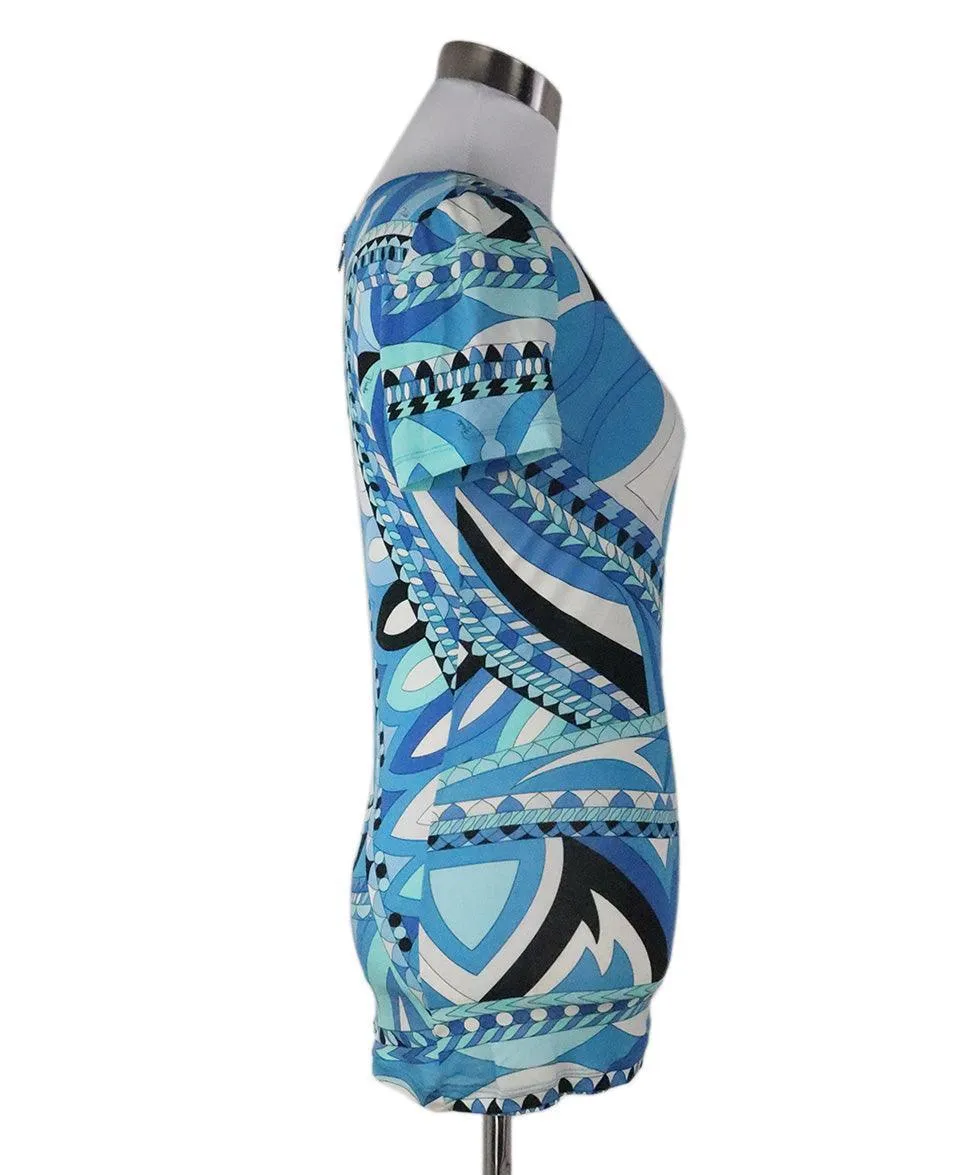 Emilio Pucci Blue & White Print Top sz 4