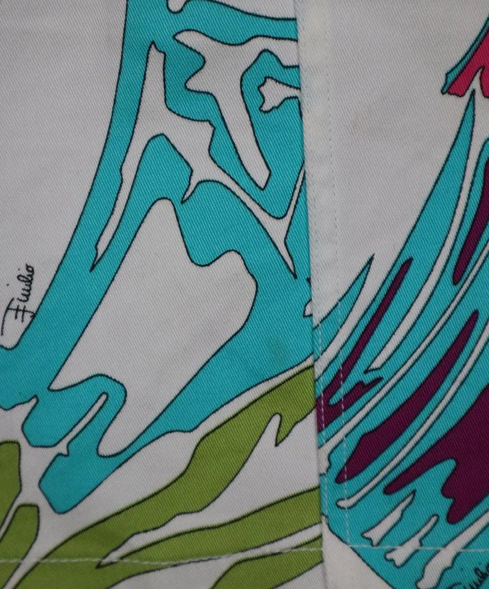 Emilio Pucci Green Pink & White Cotton Mini Skirt sz 8