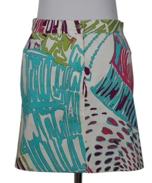 Emilio Pucci Green Pink & White Cotton Mini Skirt sz 8