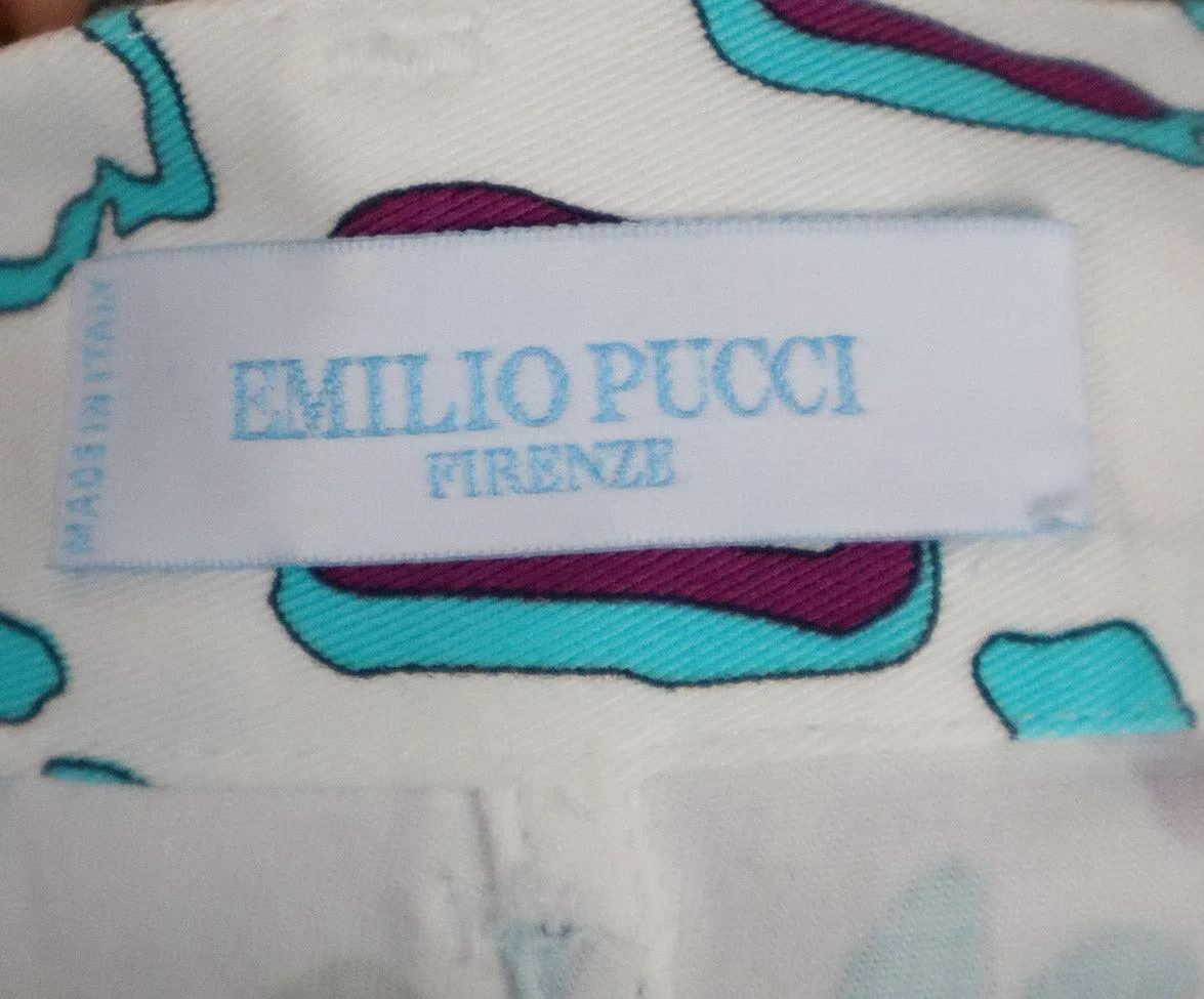Emilio Pucci Green Pink & White Cotton Mini Skirt sz 8