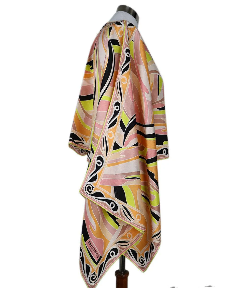 Emilio Pucci Pink Orange Yellow Black Print Silk Blouse sz 4