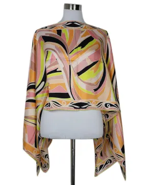 Emilio Pucci Pink Orange Yellow Black Print Silk Blouse sz 4