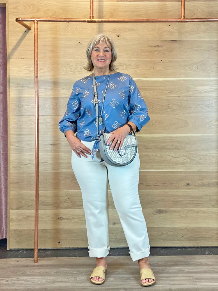 Emme Marella Freda Patterned Blouse Blue