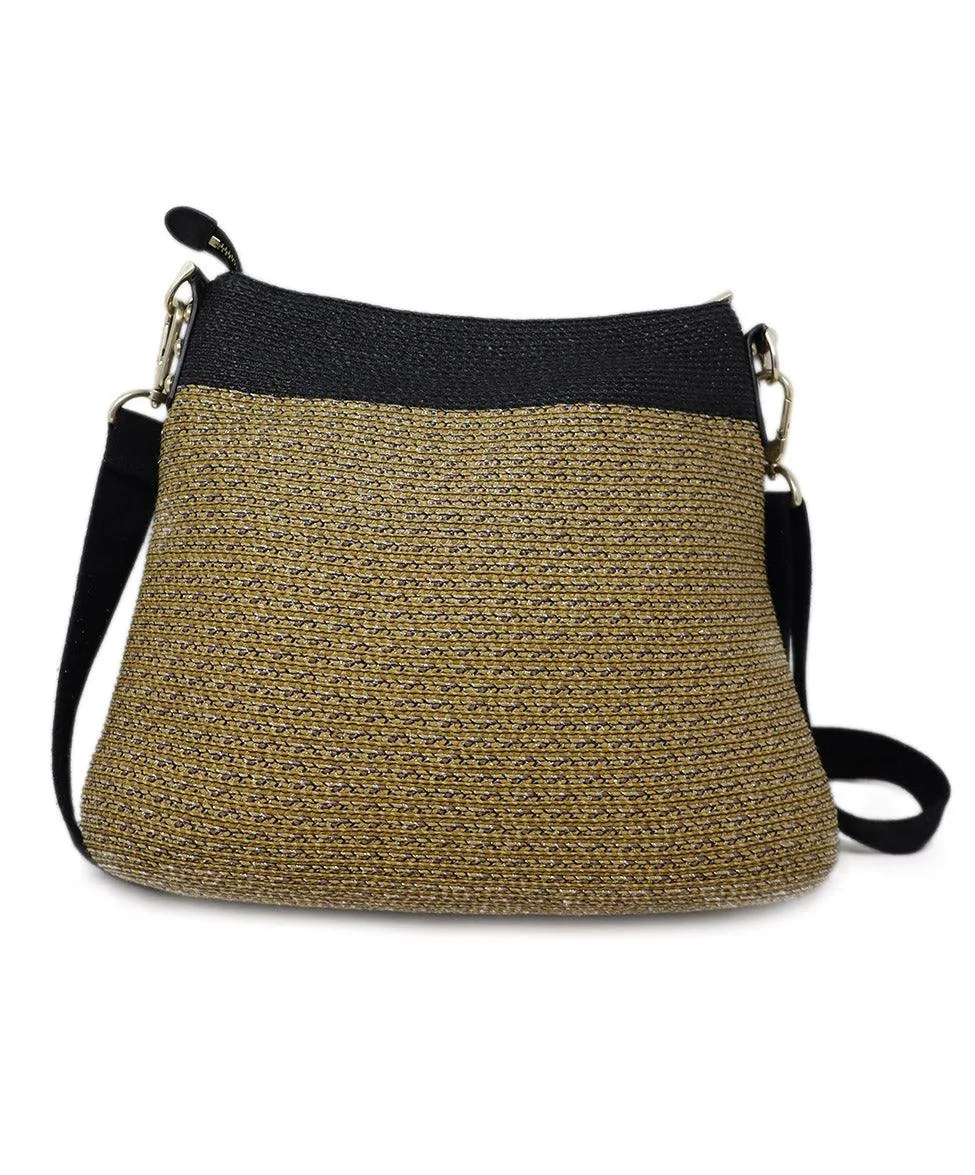Eric Javitz Neutral & Black Raffia Crossbody