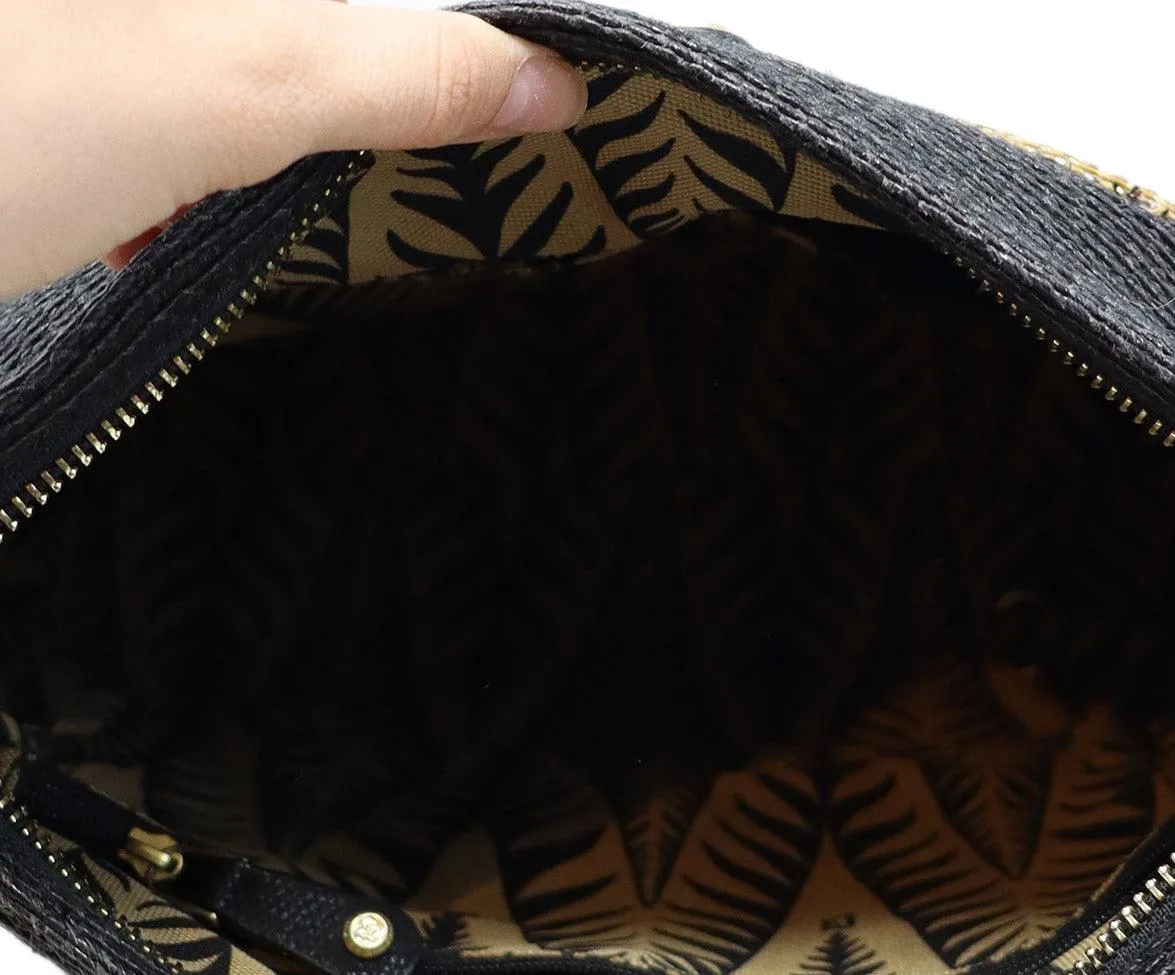 Eric Javitz Neutral & Black Raffia Crossbody