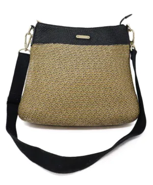 Eric Javitz Neutral & Black Raffia Crossbody