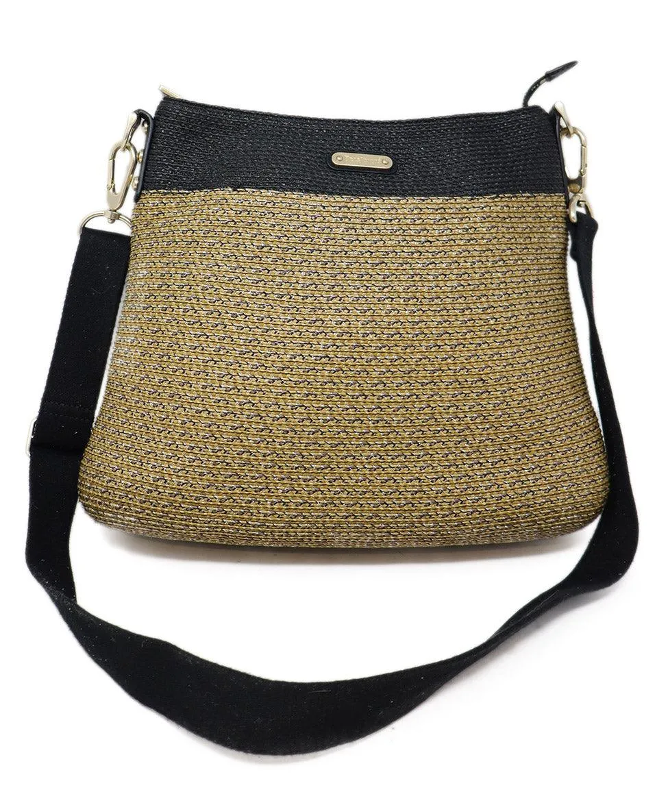 Eric Javitz Neutral & Black Raffia Crossbody