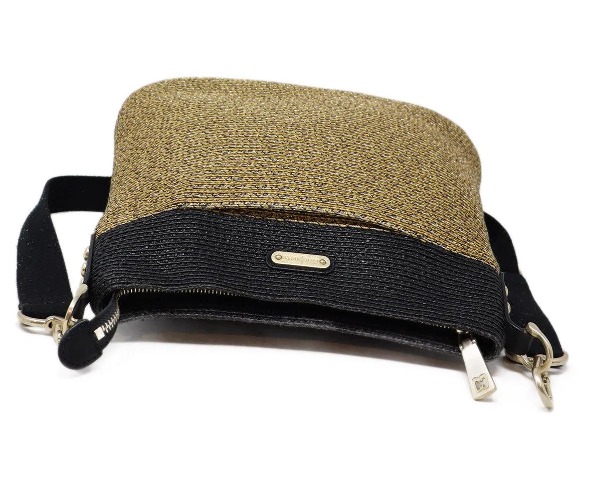 Eric Javitz Neutral & Black Raffia Crossbody