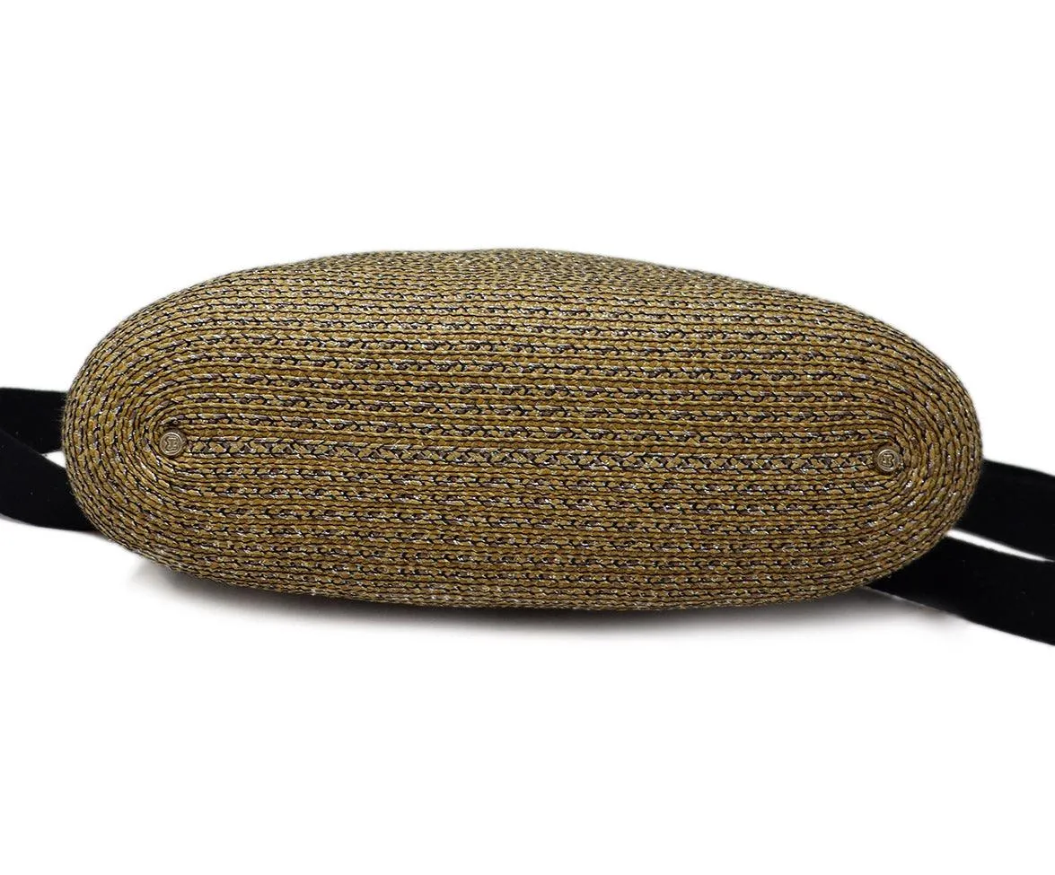Eric Javitz Neutral & Black Raffia Crossbody