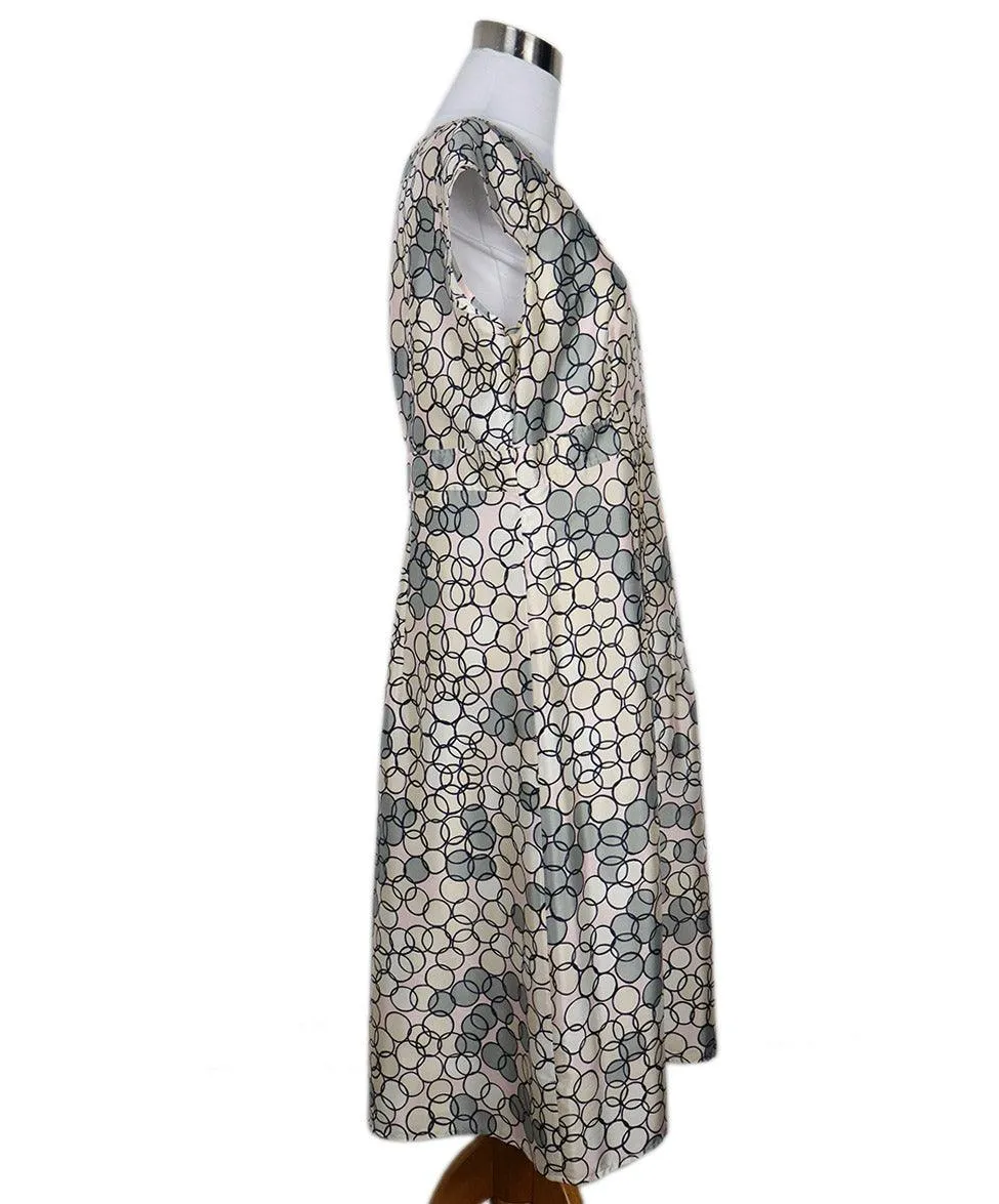 Escada Grey Pink & Beige Print Silk Dress sz 12