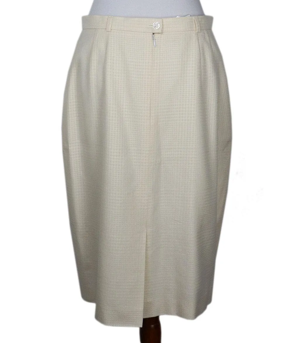 Escada Vintage Cream & White Houndstooth Skirt sz 8