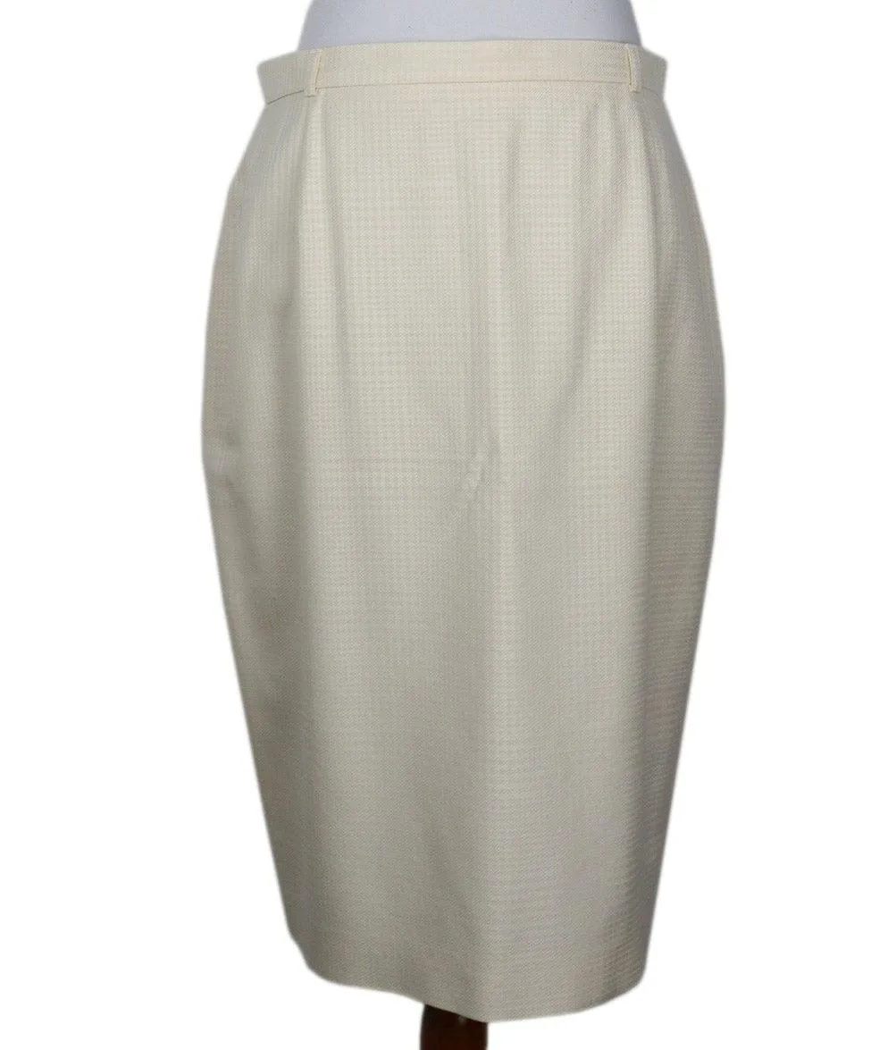 Escada Vintage Cream & White Houndstooth Skirt sz 8