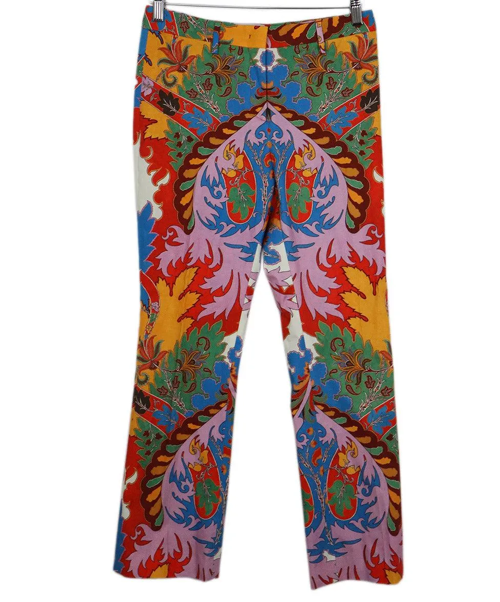 Etro Multicolor Print Cotton Pants sz 4