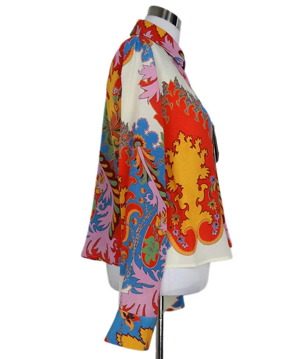 Etro Multicolor Print Silk Blouse sz 6