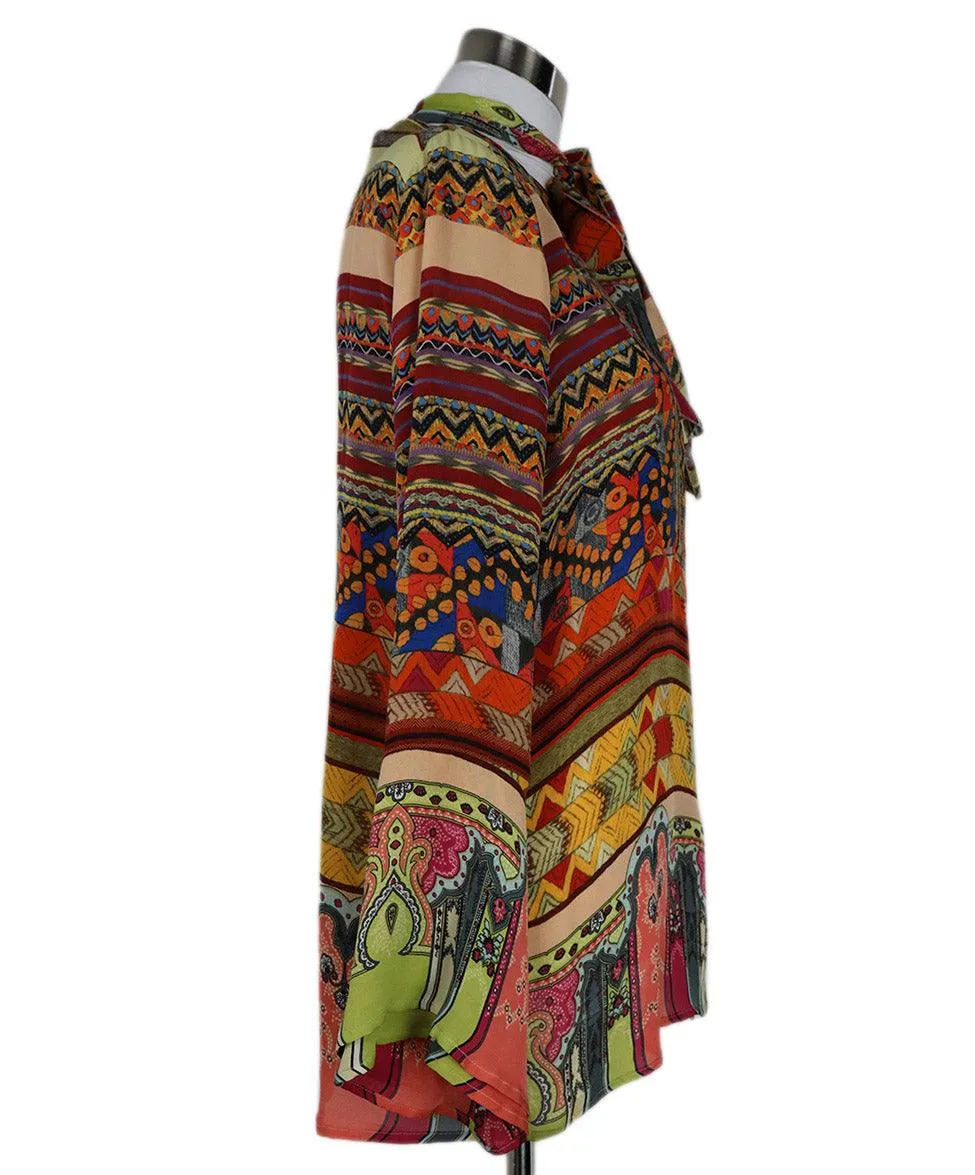 Etro Multicolor Print Silk Blouse sz 8