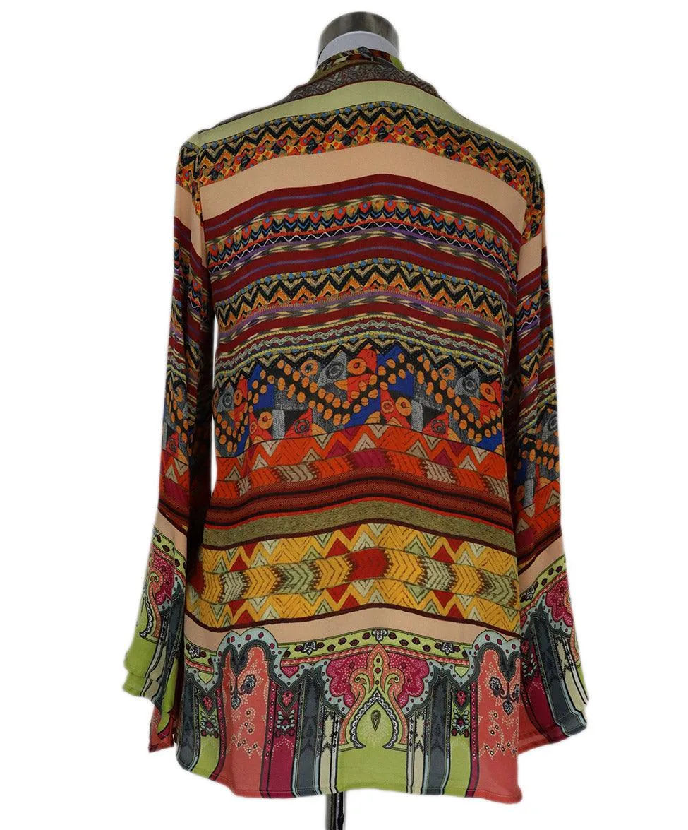 Etro Multicolor Print Silk Blouse sz 8
