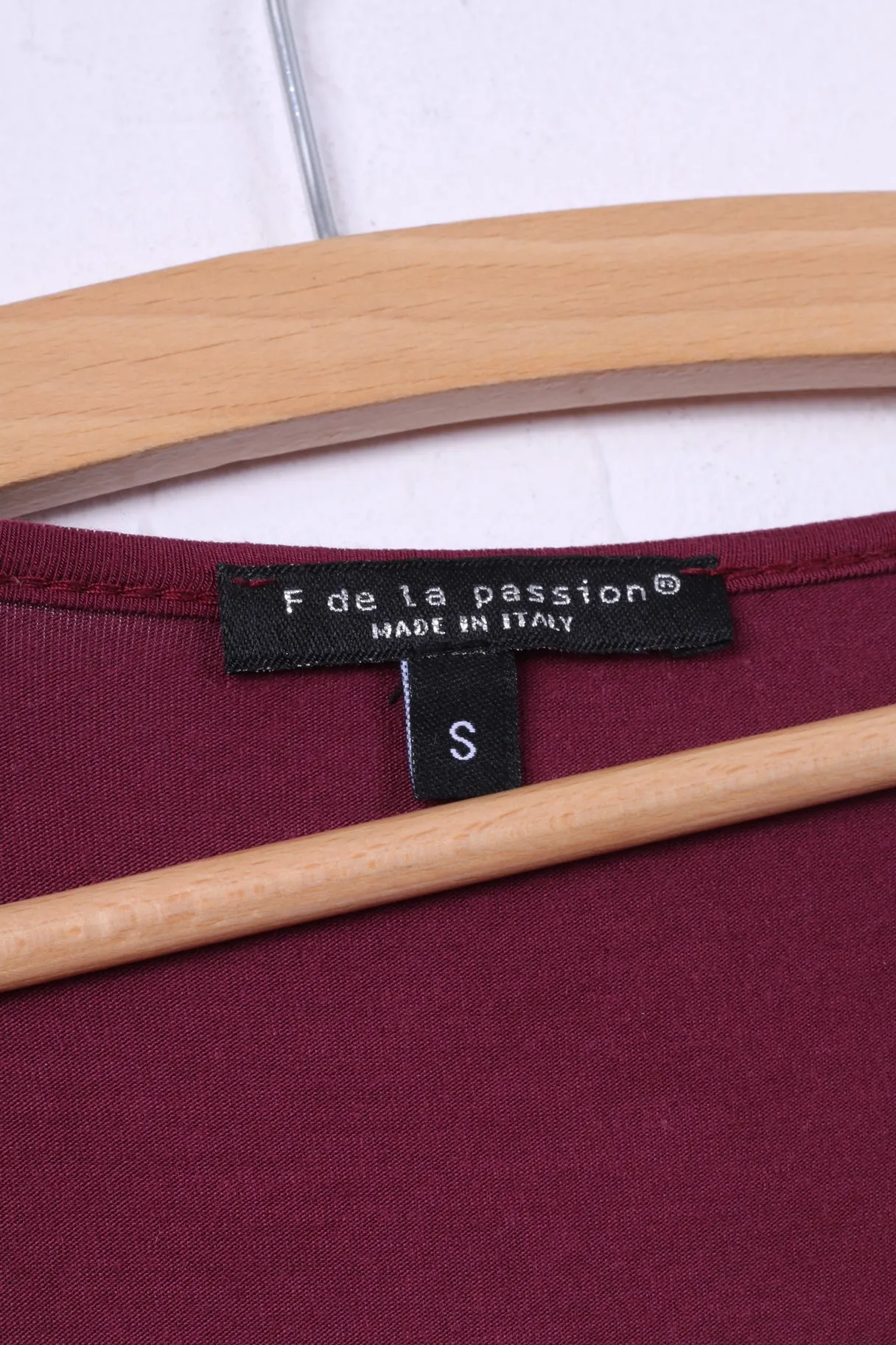 F de la passion Womens S Graphic Shirt Long Sleeve Maroon Crew Neck Top