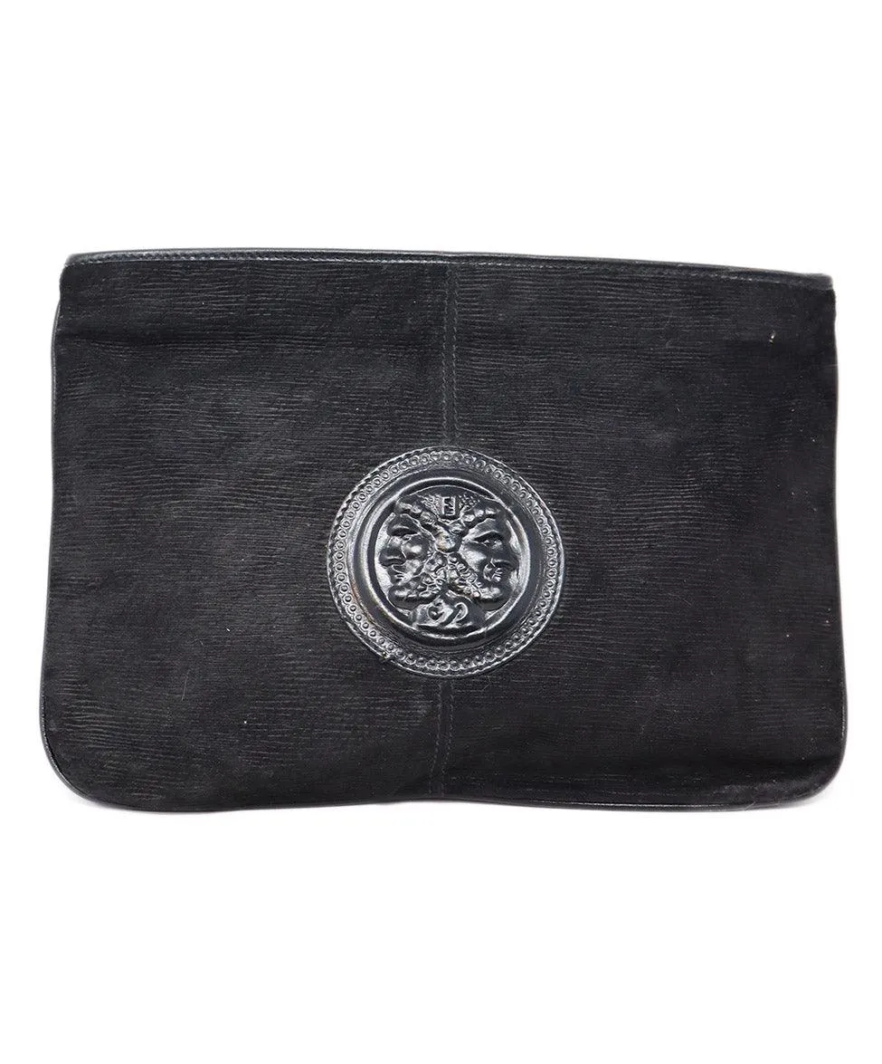 Fendi Vintage Black Suede Clutch