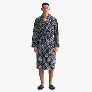 GANT G-PATTERN Unisex Bathrobe Evening Blue