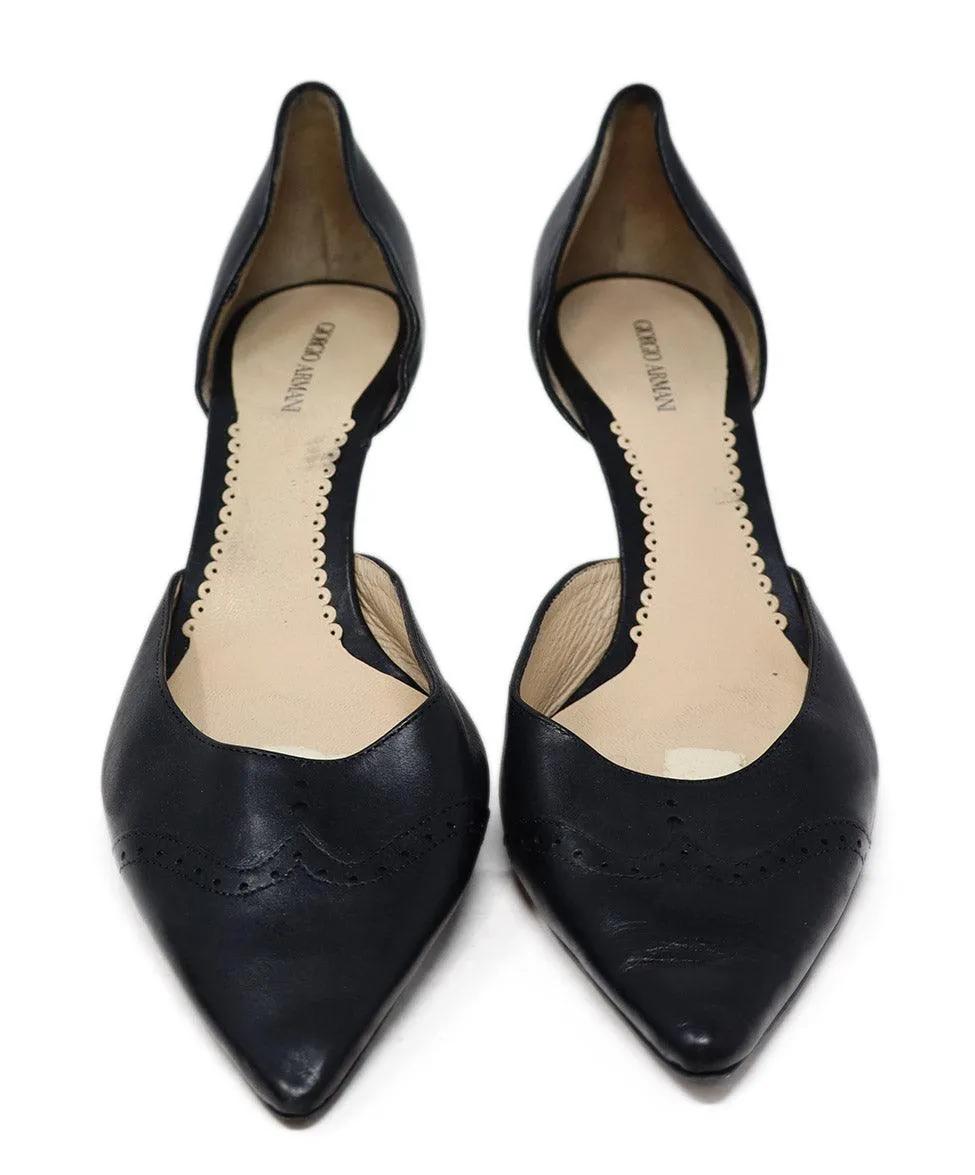 Giorgio Armani Black Leather Heels sz 10.5