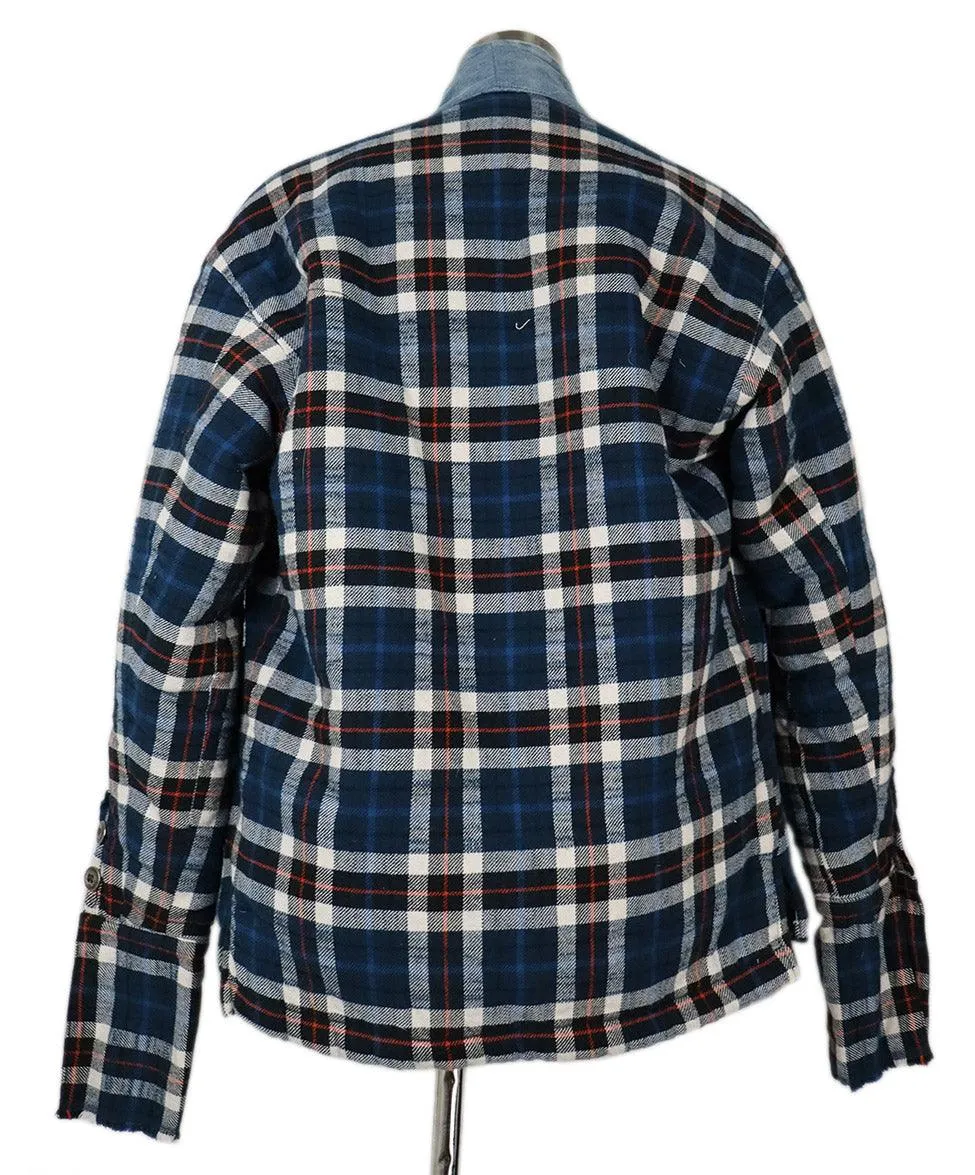 Greg Lauren Navy & White Flannel Jacket sz 2