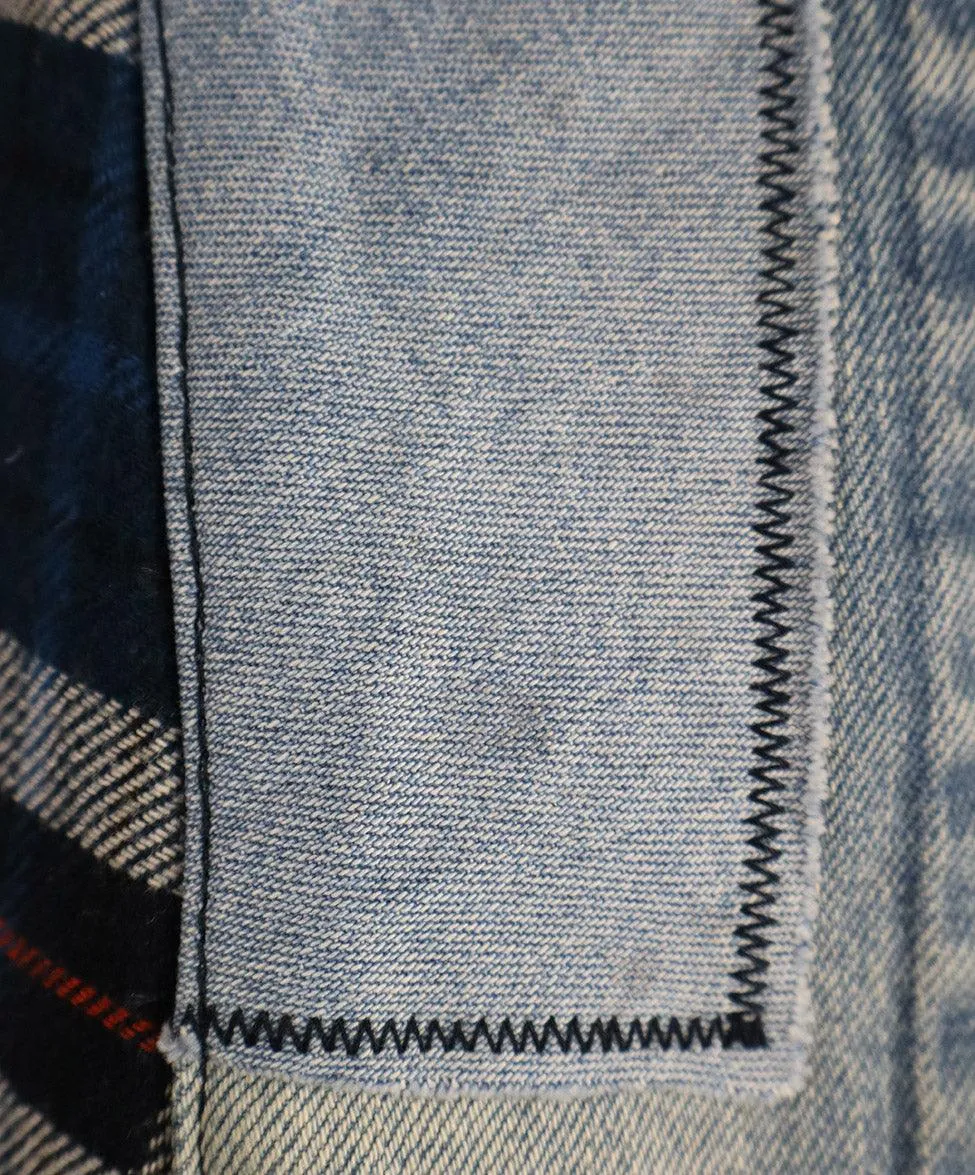 Greg Lauren Navy & White Flannel Jacket sz 2