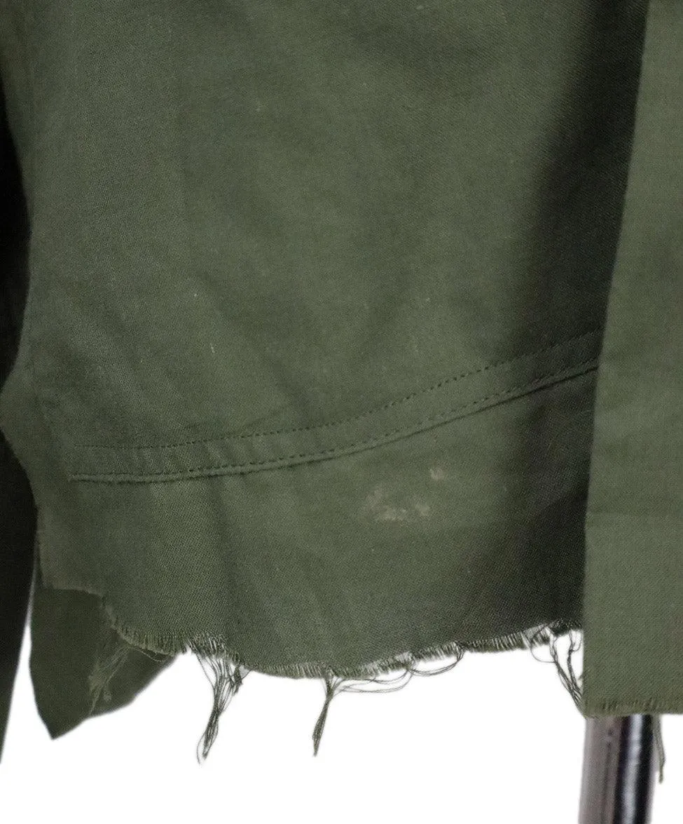 Greg Lauren Olive Green Cotton Oversized Shirt sz 6