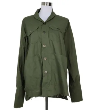 Greg Lauren Olive Green Cotton Oversized Shirt sz 6
