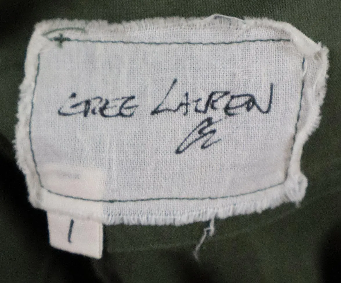 Greg Lauren Olive Green Cotton Oversized Shirt sz 6