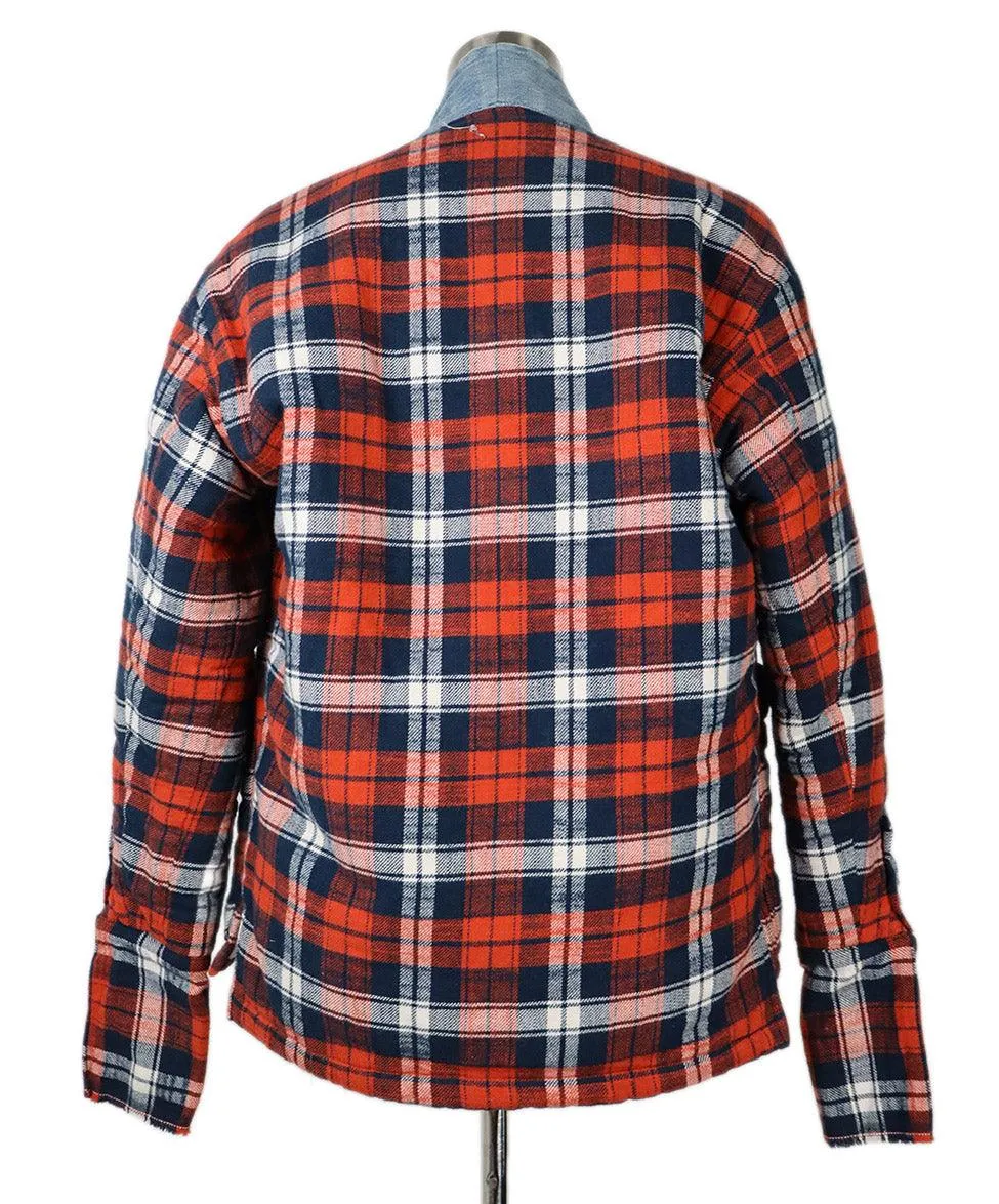 Greg Lauren Red & Blue Flannel Jacket sz 2