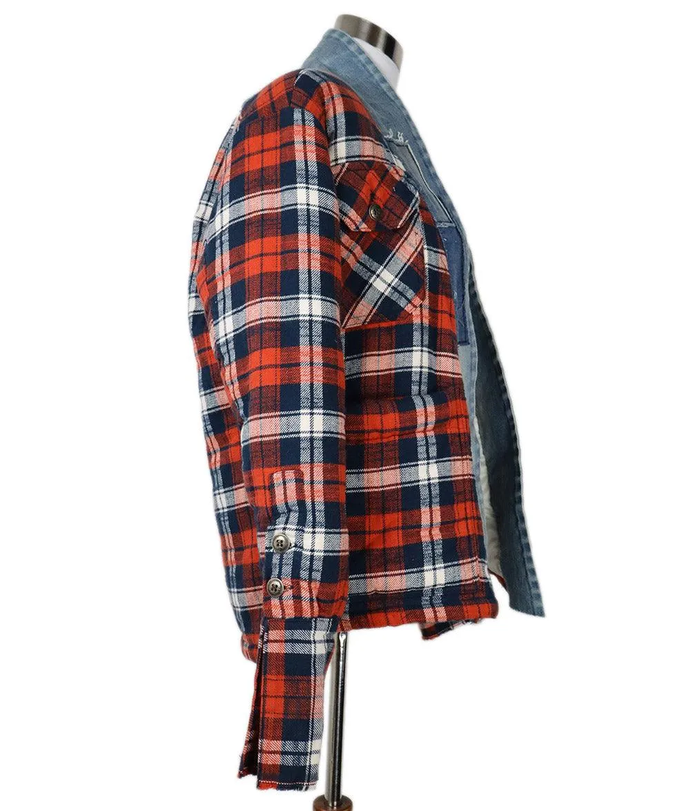 Greg Lauren Red & Blue Flannel Jacket sz 2