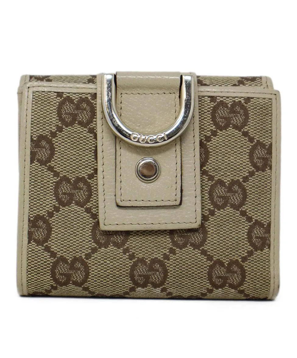 Gucci Beige & Ivory Monogram Canvas Wallet