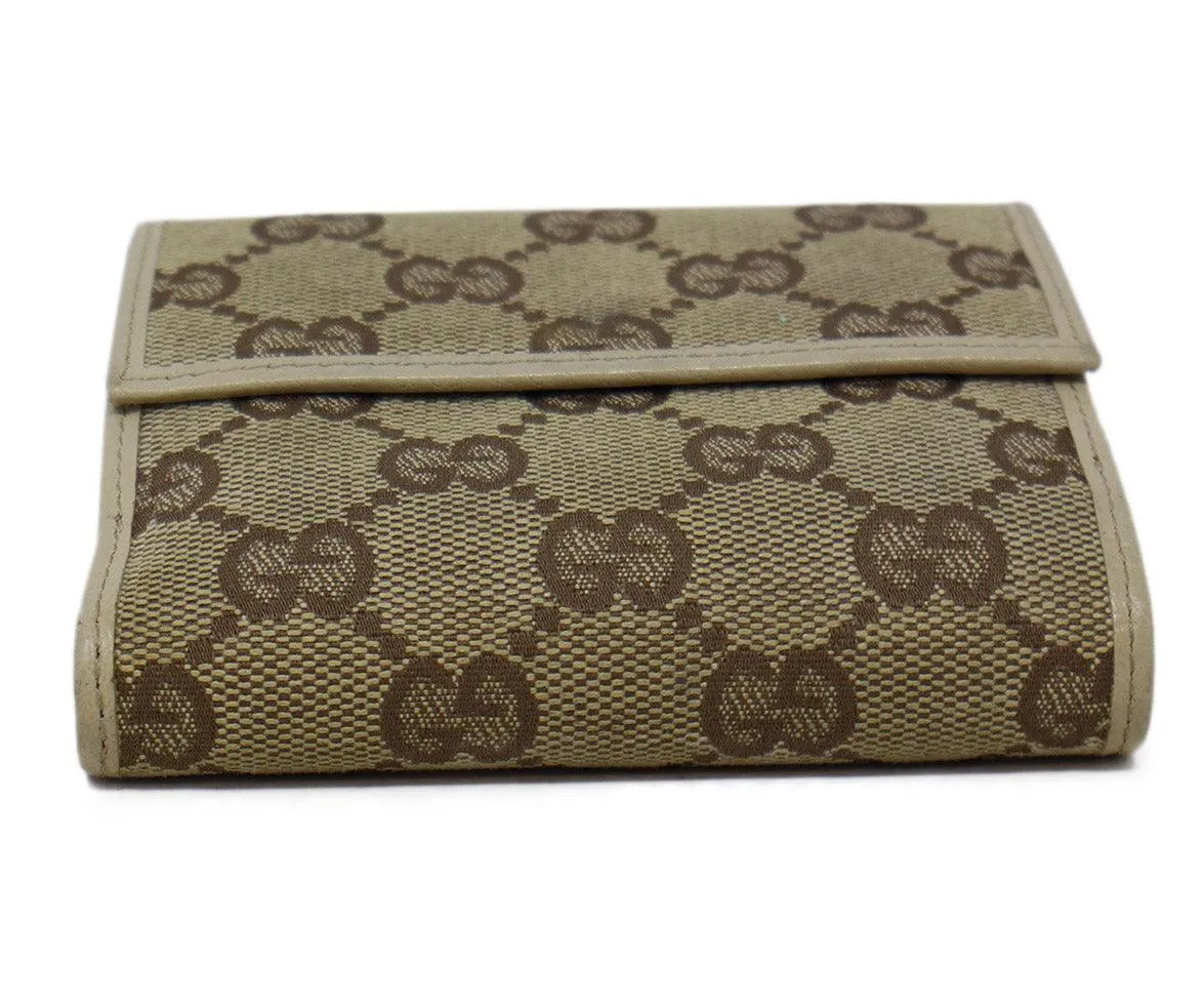 Gucci Beige & Ivory Monogram Canvas Wallet