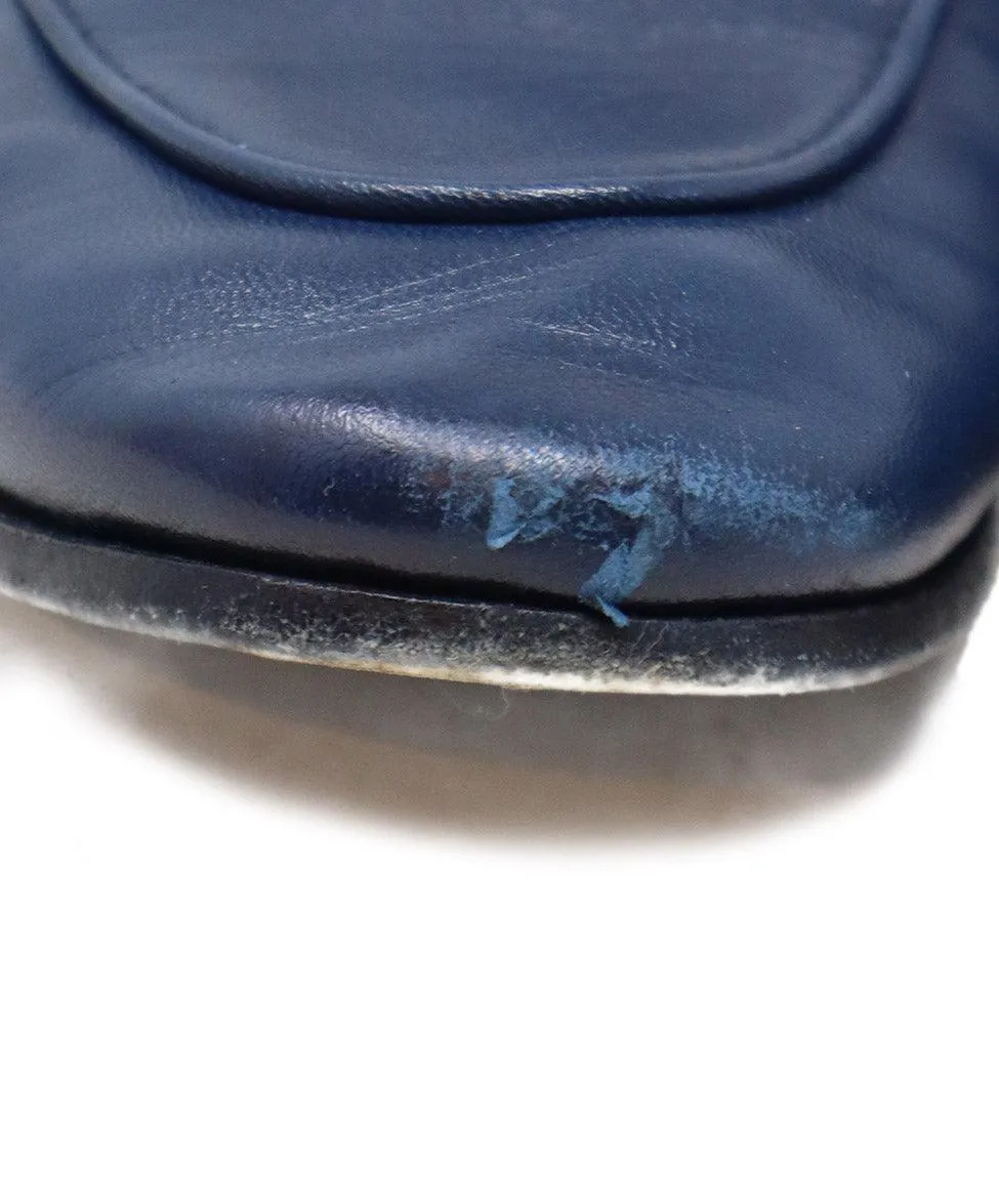 Gucci Navy Leather Horsebit Mules sz 6.5