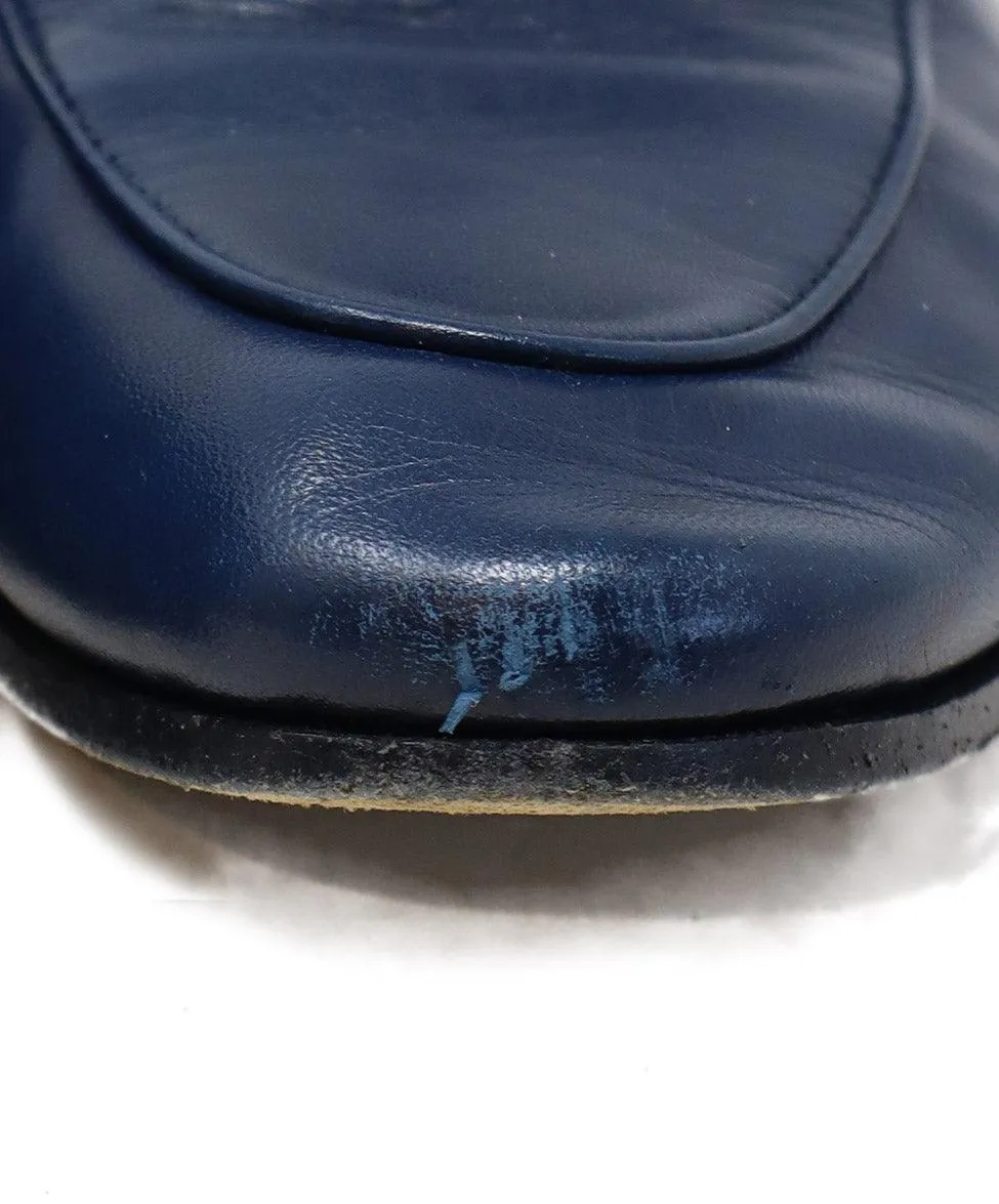 Gucci Navy Leather Horsebit Mules sz 6.5