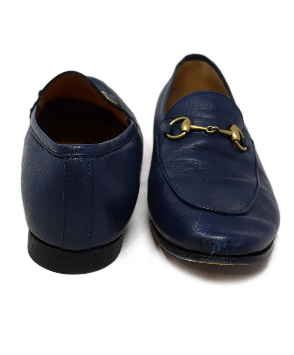 Gucci Navy Leather Horsebit Mules sz 6.5