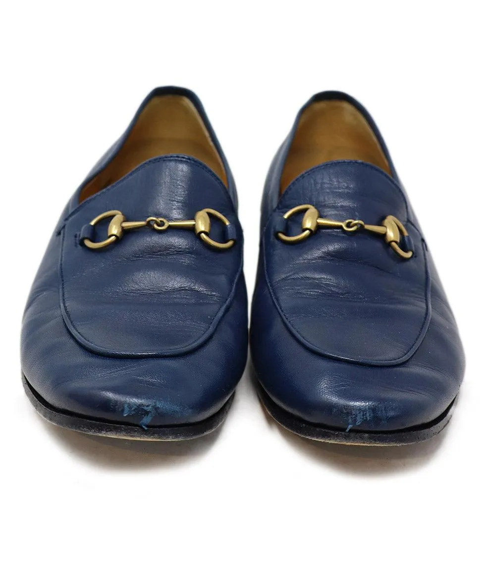 Gucci Navy Leather Horsebit Mules sz 6.5