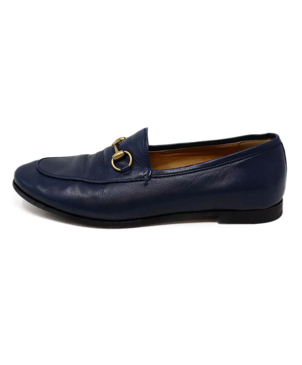 Gucci Navy Leather Horsebit Mules sz 6.5
