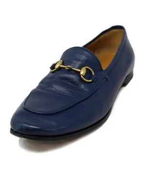 Gucci Navy Leather Horsebit Mules sz 6.5