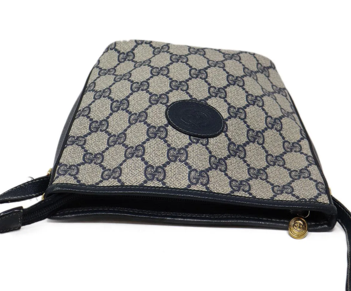 Gucci Vintage Beige & Navy Monogram Crossbody