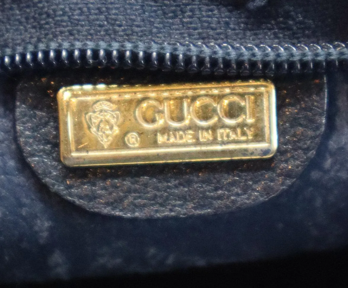 Gucci Vintage Beige & Navy Monogram Crossbody