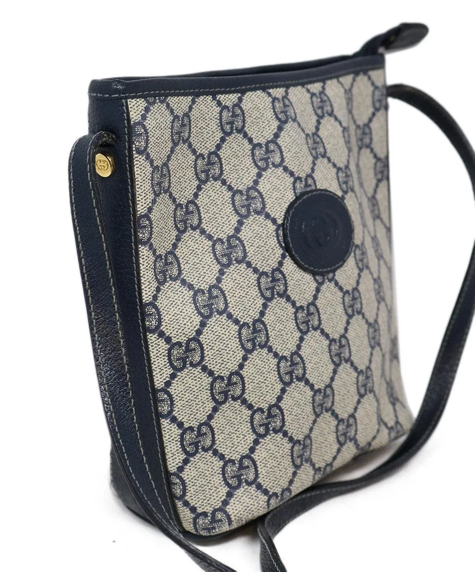 Gucci Vintage Beige & Navy Monogram Crossbody
