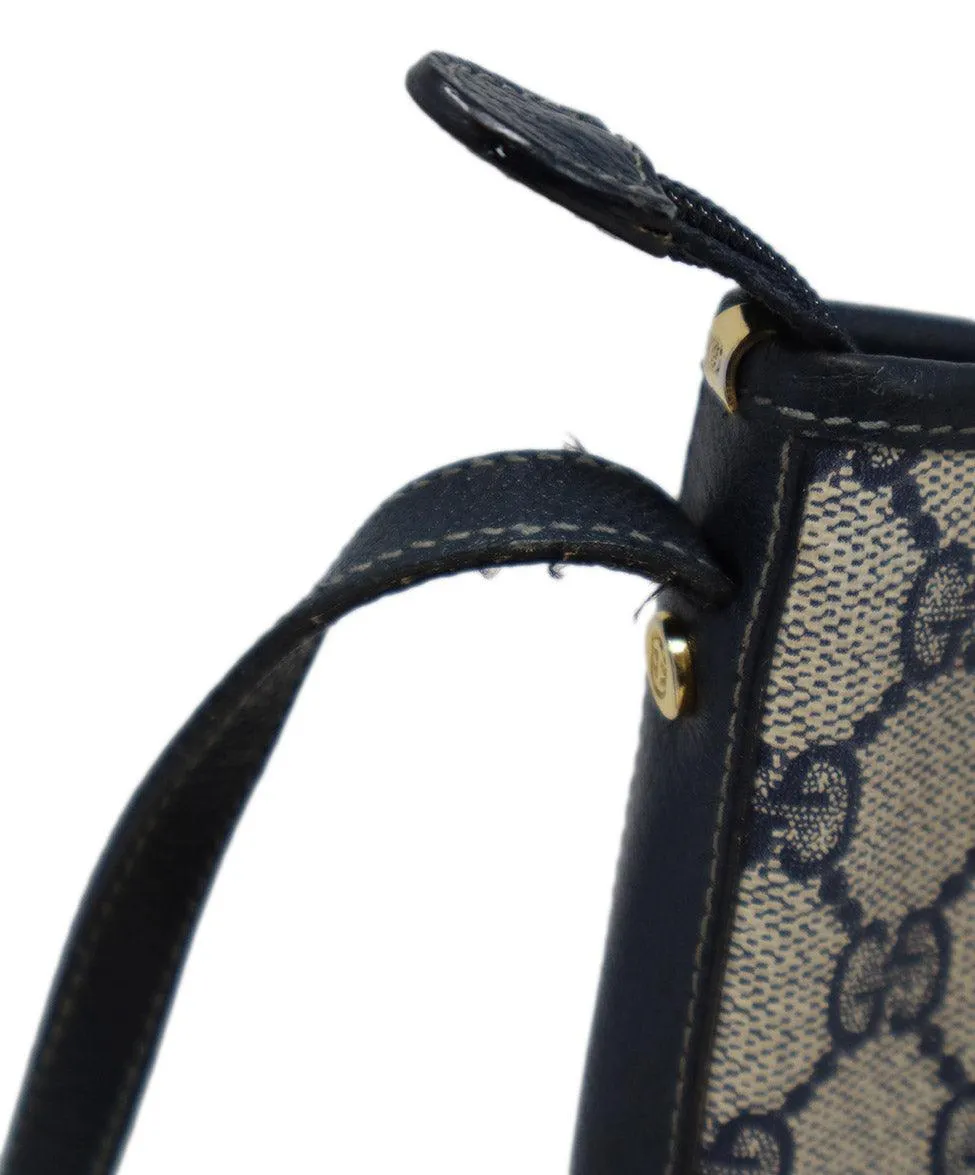 Gucci Vintage Beige & Navy Monogram Crossbody