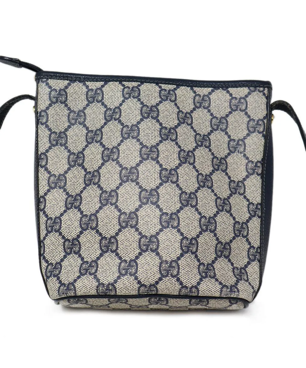 Gucci Vintage Beige & Navy Monogram Crossbody