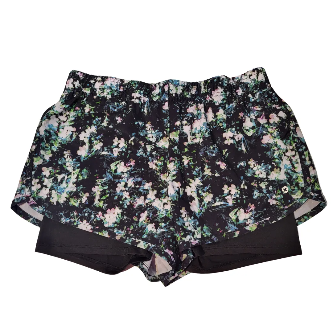 Hurley Floral Layered Workout Shorts Size M