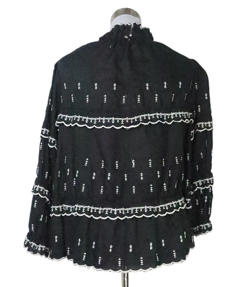 Isabel Marant B&W Embroidered Blouse sz 2