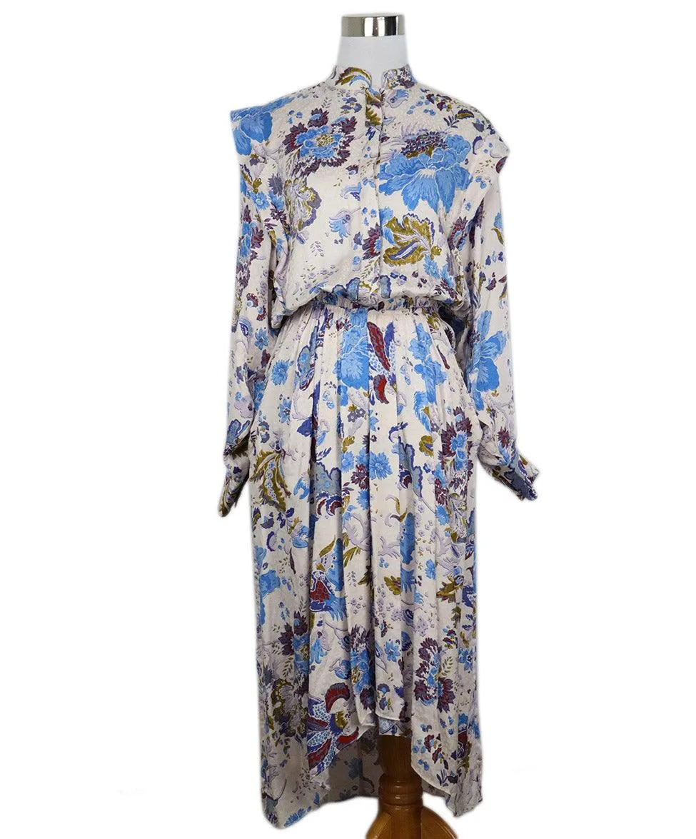 Isabel Marant White Blue & Red Floral Cotton Dress sz 2