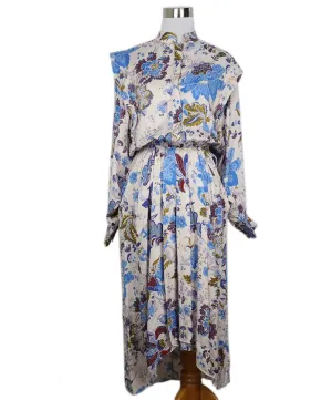 Isabel Marant White Blue & Red Floral Cotton Dress sz 2