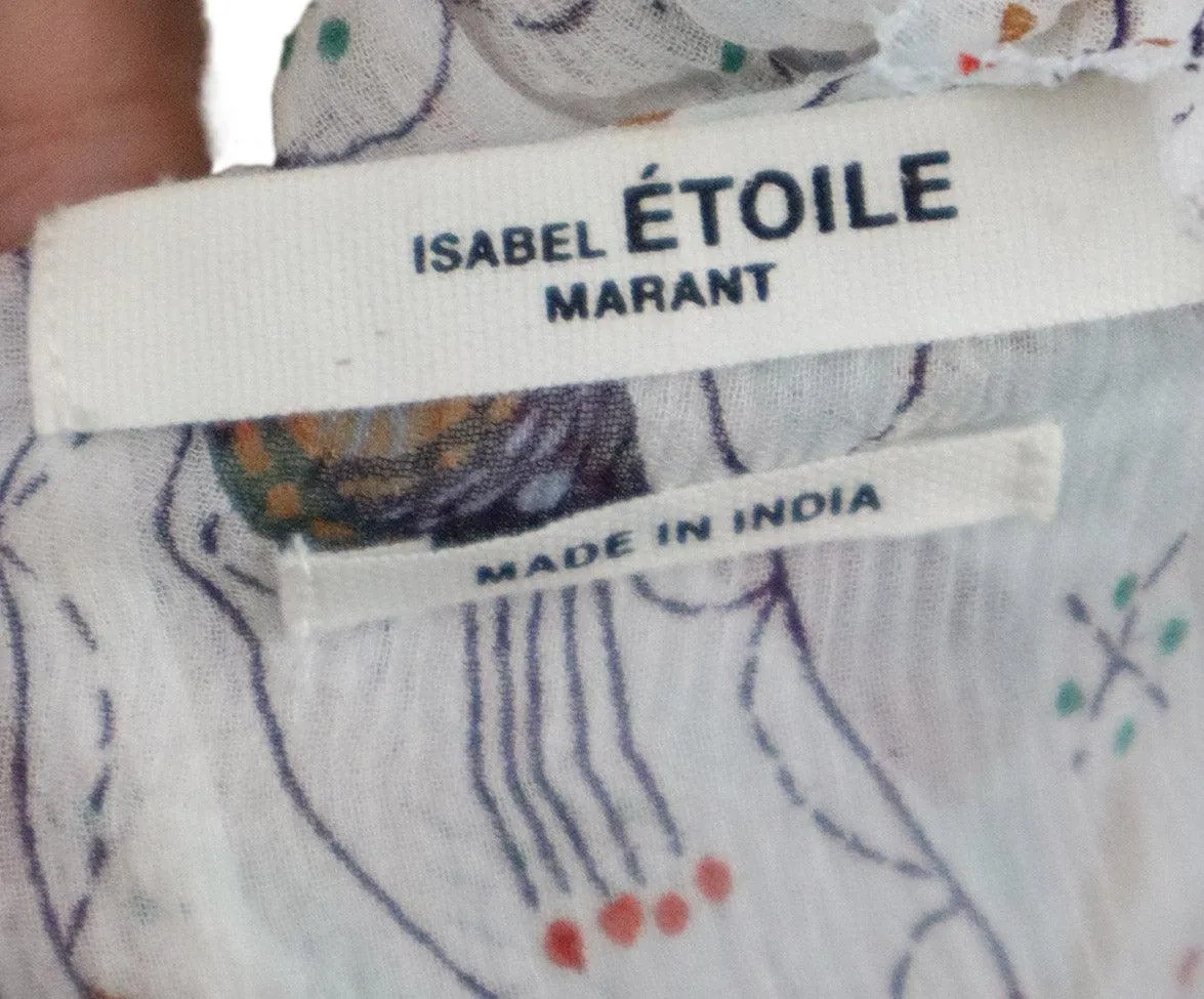 Isabel Marant White Print Silk Top sz 4